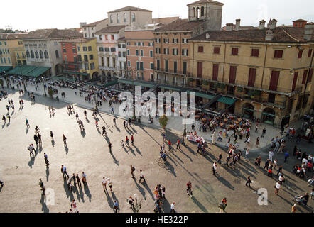 Italy, Veneto, Verona, Piazza Bra Square, View From the Top Arena Restaurant Stock Photo