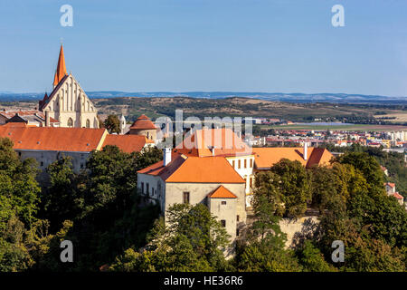 Znojmo Castle and Church of St. Nicholas stands above the valley of the Dyje river, South Moravia, Znojmo Czech Republic, Europe Stock Photo