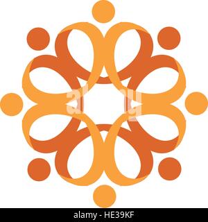 Isolated colorful flower petals contour logo.Floral decorative element logotype. Round shape abstract decoration vector illustration. Stock Vector