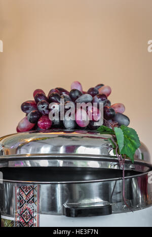 purple red grapes on the Pan Stock Photo