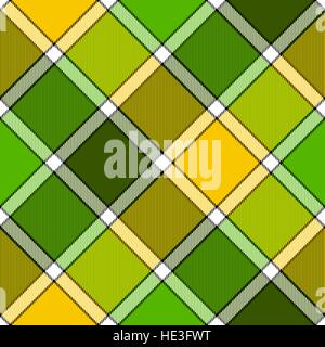 Lime color diagonal check plaid seamless pattern. Vector illustration. Flat design. EPS10. Stock Vector