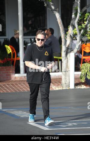 Jonah Hill after leaving a branch of Fred Segal in Beverly Hills, California.  Featuring: Jonah Hill Where: Beverly Hills, California, United States When: 07 Nov 2016 Stock Photo