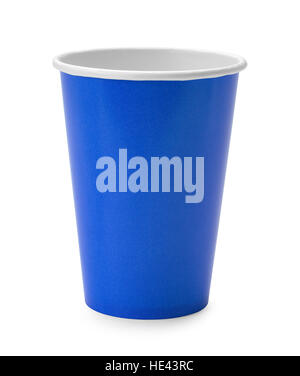 Blue Paper Cup Isolated on White Background. Stock Photo