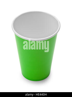 New Green Paper Cup Isolated on White Background. Stock Photo