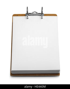 Binder Clipboard with Paper Isolated on White Background. Stock Photo