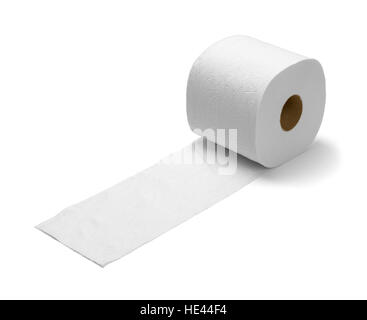 Large Toilet Paper on The Run Isolated on White Background. Stock Photo