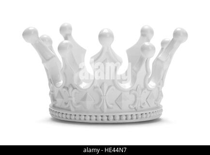 White Royal King or Queen Crown Isolated on White Background. Stock Photo