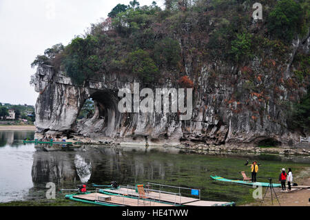 The scenic area around Elephant Trunk Hill is a peaceful spot in Guilin to get away from the hustle of the city. Stock Photo