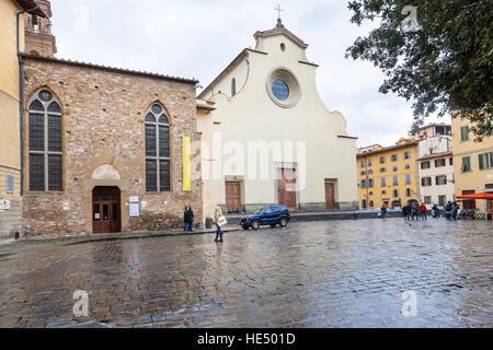 FLORENCE, ITALY - NOVEMBER 5, 2016: Basilica di Santo Spirito (Basilica of the Holy Spirit) on Piazza Santo Spirito in Florence city. Church was built Stock Photo
