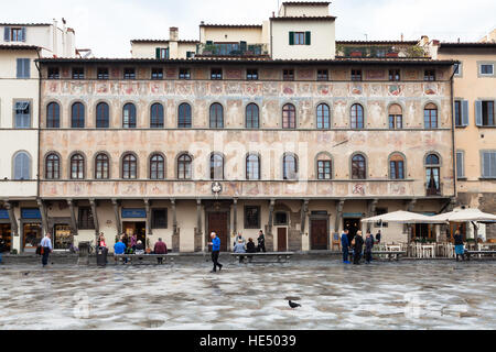 FLORENCE, ITALY - NOVEMBER 6, 2016: people near Palazzo dell Antella on Piazza di Santa Croce. Piazza Santa Croce is one of the main plazas or squares Stock Photo