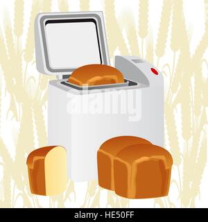 Kitchen appliances. Modern kitchen ovens for bakery products on a background of grain ears. Stock Photo
