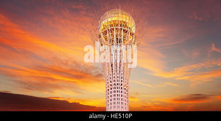 ASTANA, KAZAKHSTAN - JULY 05, 2016: Bayterek tower is the main symbol of Kazakhstan in Astana city, Kazakhstan on July 05, 2016. Stock Photo