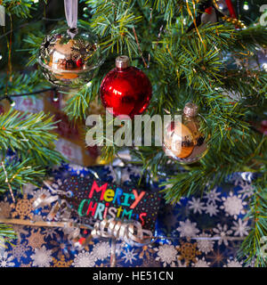 Presents and Gifts Under Christmas Tree Stock Photo