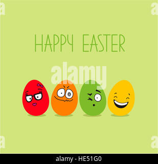 Happy Easter - greeting card with cheerful eggs Stock Photo