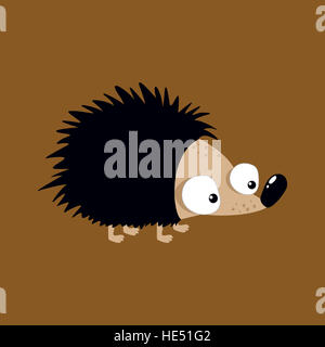 Cute and funny little hedgehog cartoon illustration isolated Stock Photo