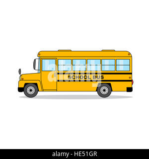 School bus isolated on white background. Cartoon illustration. Stock Photo