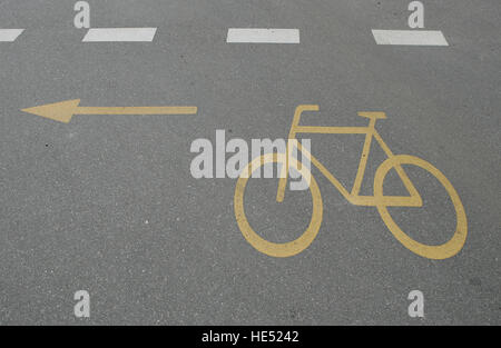 Bicycle sign on the road, Thurgau canton, Switzerland, Europe
