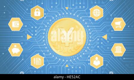 Digital Japanese Yen Stock Vector