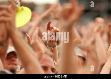 Cheering hands at Southside, open-air festival, Neuhausen ob Eck, Bavaria, Germany, Europa Stock Photo