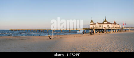 Historic pier, Ahlbeck seaside resort, Usedom Island, Mecklenburg-Western Pomerania Stock Photo