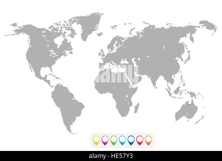 Blank Grey similar World map isolated on white background. Best popular World map Vector template. Flat Earth Graph World map illustration. Stock Vector