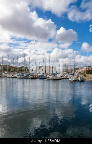 Marina development, moorings and commercial harbour, Dunkirk, France. Stock Photo