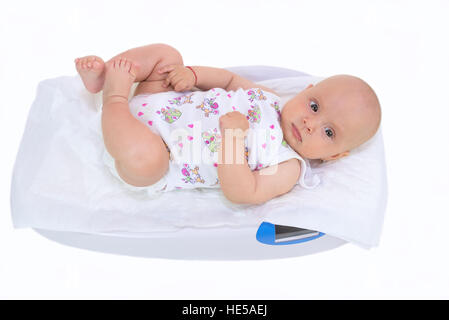 Baby on scale isolated Stock Photo