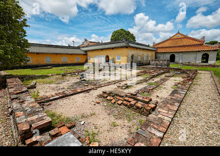 Remains of a destroyed building at the Dien Tho Residence. Imperial City, Hue, Vietnam. Stock Photo