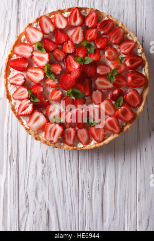 Soft ricotta cheese with strawberries on a dark background. The concept of  a healthy Breakfast. Natural biological products. Copy space.Vertical photo  Stock Photo - Alamy
