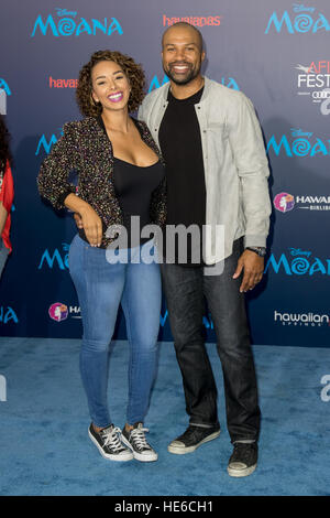 Gloria Govan and Derek Fisher attending the premiere of Disney's 'Moana,' during AFI FEST 2016 presented by Audi, held at the El Capitan Theatre in Hollywood, California.  Featuring: Gloria Govan, Derek Fisher Where: Los Angeles, California, United States Stock Photo