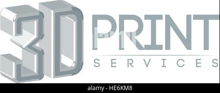 3D Print Service Logo Design Stock Vector