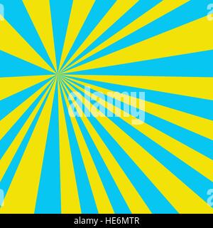 Colored back Pop Art Style light yellow blue background. For comic text bubble backdrop line space. Funny sun beam template. Vector illustration. Stock Vector