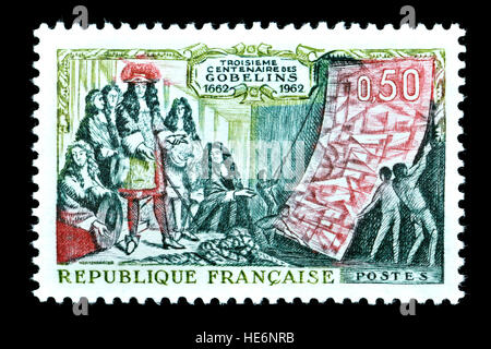 French postage stamp (1962) : 300th anniversary of the Manufacture Royale des Meubles de la Couronne / Royal Factory of Furniture to the Crown, or.... Stock Photo