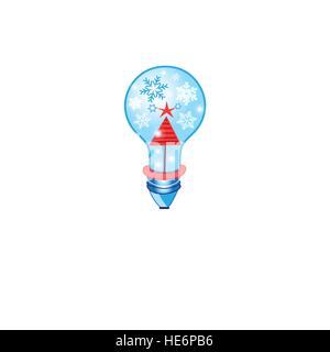 Christmas icon with a light bulb on a white background Stock Vector