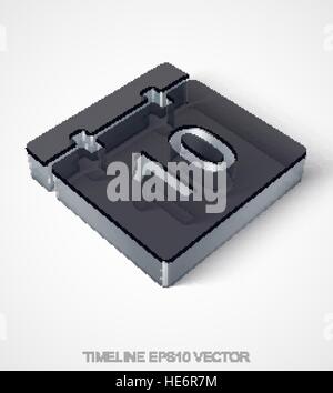 Time icon: extruded Black Transparent Plastic Calendar with transparent shadow, EPS 10 vector illustration. Stock Vector