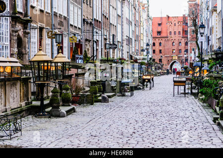 Mariacka Ulica Street in Gdansk, famous for its amber jewelry shops. Stock Photo