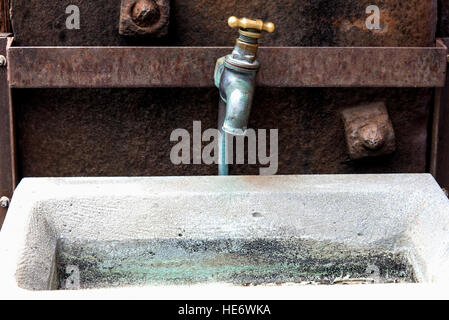 Disused water tap and sink at decommissioned Beaconsfield gold mine Stock Photo