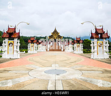 Ho Kham Luang, the northern,Thai style building in royal flora expo, Chiang mai, Thailand Stock Photo