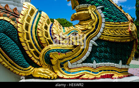 king of Naga statue, Serpent head statue Stock Photo