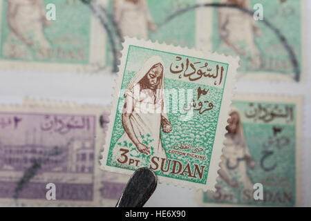 An old  Sedanese postage stamp. Stock Photo