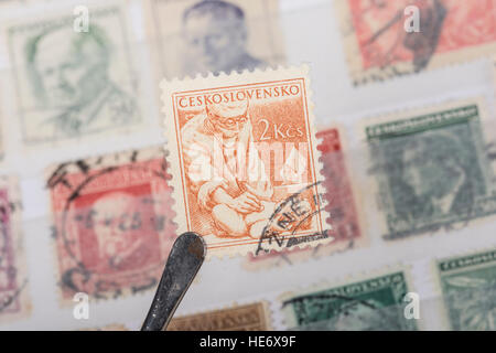 An old  Czechoslovakian   postage stamp. Stock Photo