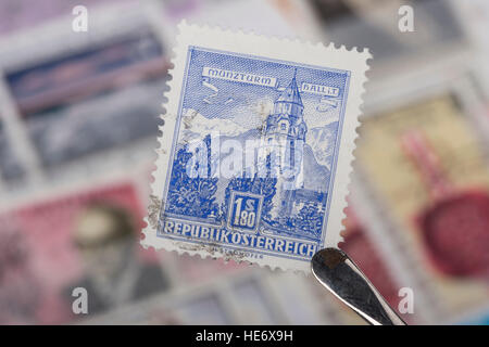 An old  Austrian postage stamp. Stock Photo