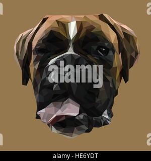 Boxer dog animal low poly design. Triangle vector illustration. Stock Vector