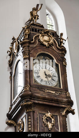 Antique clock in the church. Copenhagen. Denmark Stock Photo