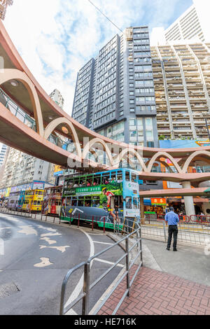 Double-decker tram Hong Kong Stock Photo