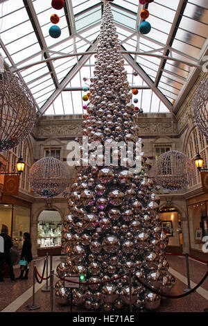 Chester christmas decorations and tree in the Grosvenor Precinct shopping centre Stock Photo