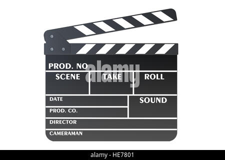 Clapperboard, 3D rendering isolated on white background Stock Photo