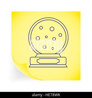 Christmas snow dome. Single icon on the note paper. Vector illustration. Stock Vector