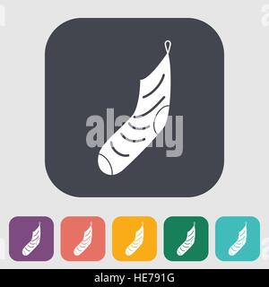 Christmas Sock. Single flat icon on the button. Vector illustration. Stock Vector