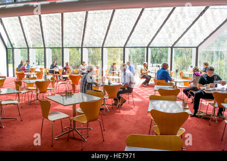 The bright and inviting interior of the cafe inside the National Gallery of Australia in Canberra. Stock Photo